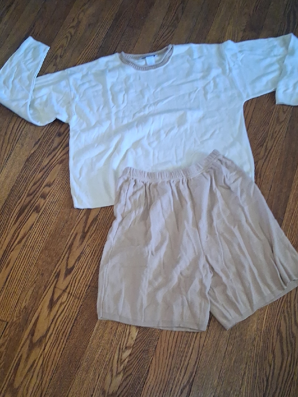 Marchetta Cream Knit with Tan Trim Loungewear 2PC  Set